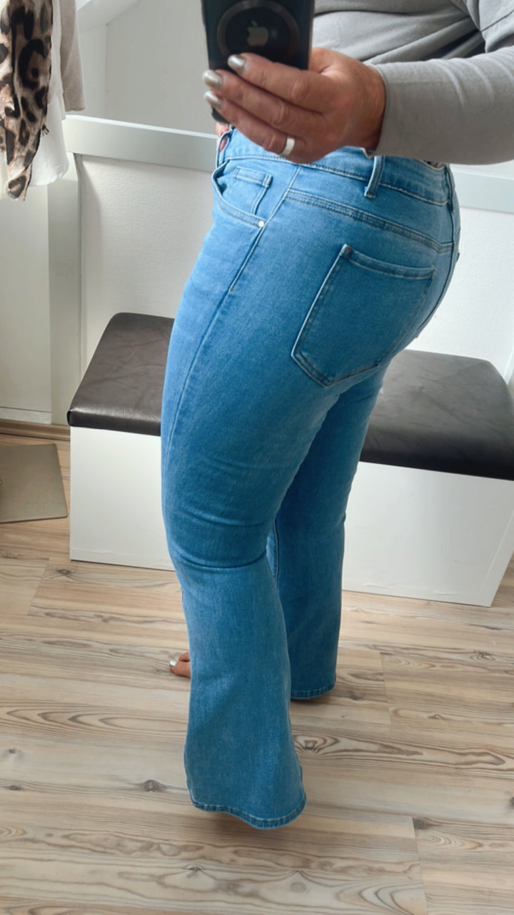 super stretch high waist Jeans " DJ2712 ", mit Schlag / denim blau Art. 10965