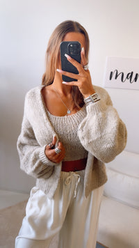 STRICK SET aus Top und Cardigan / beige Art. 12484