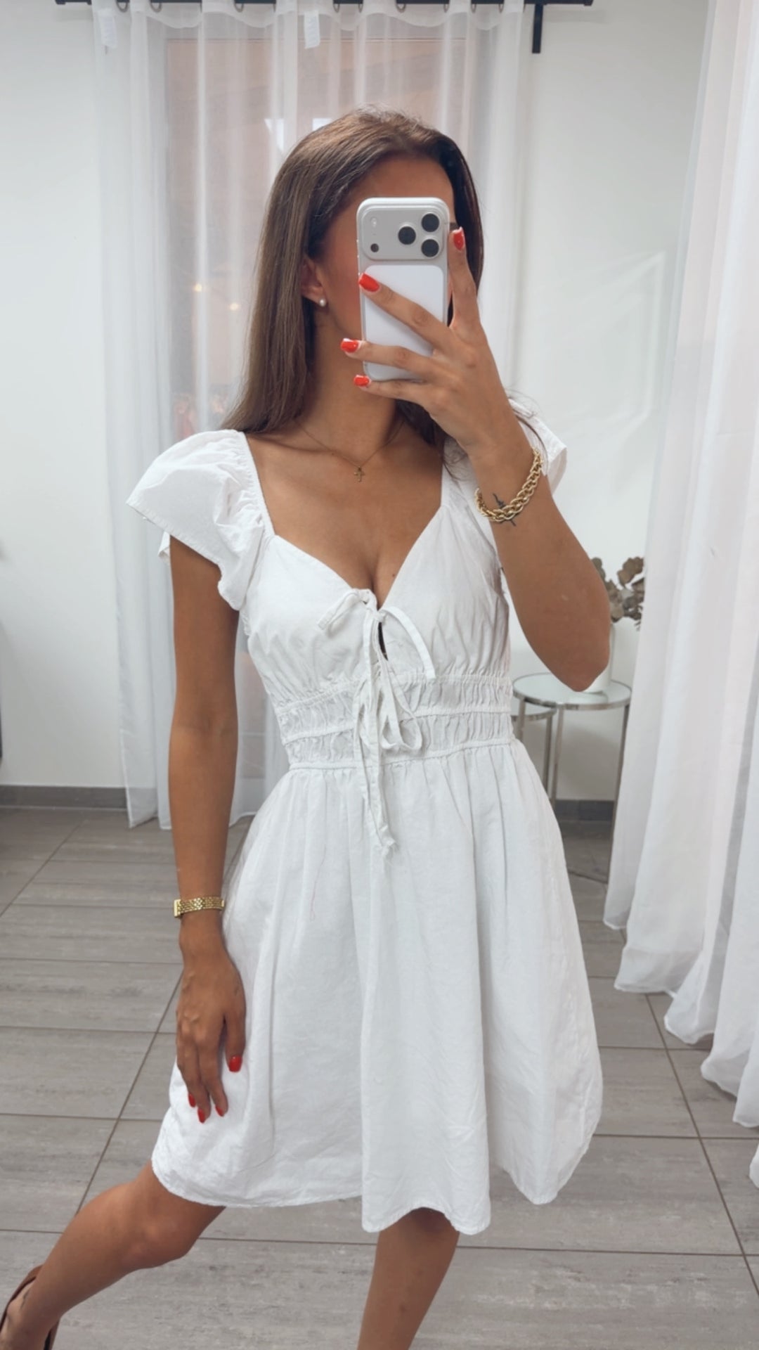 Off - shoulder Kleid " Summer Breeze " / weiss Art. 15513