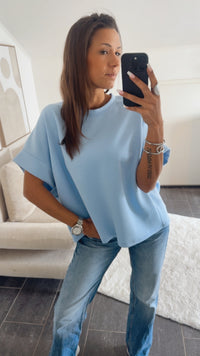 T-Shirt / oversize softer  " Butter Stoff " / hell blau Art. 14592