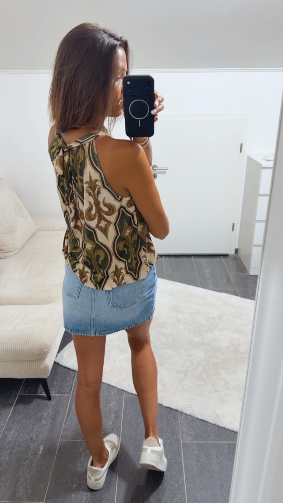 EDLE LILIE ärmelloses Top / khaki - braun - creme Art. 15398