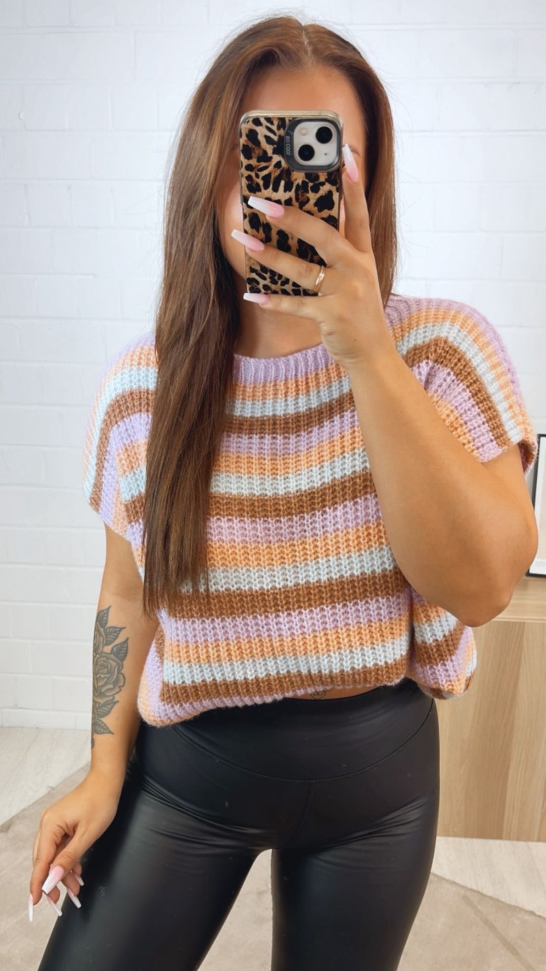 Strickpullunder im Farbmix / hellblau - camel - apricot - flieder Art.122353
