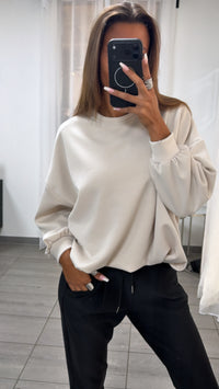 Butterstoff Sweatshirt mit Ballonsaum / beige Art.16305