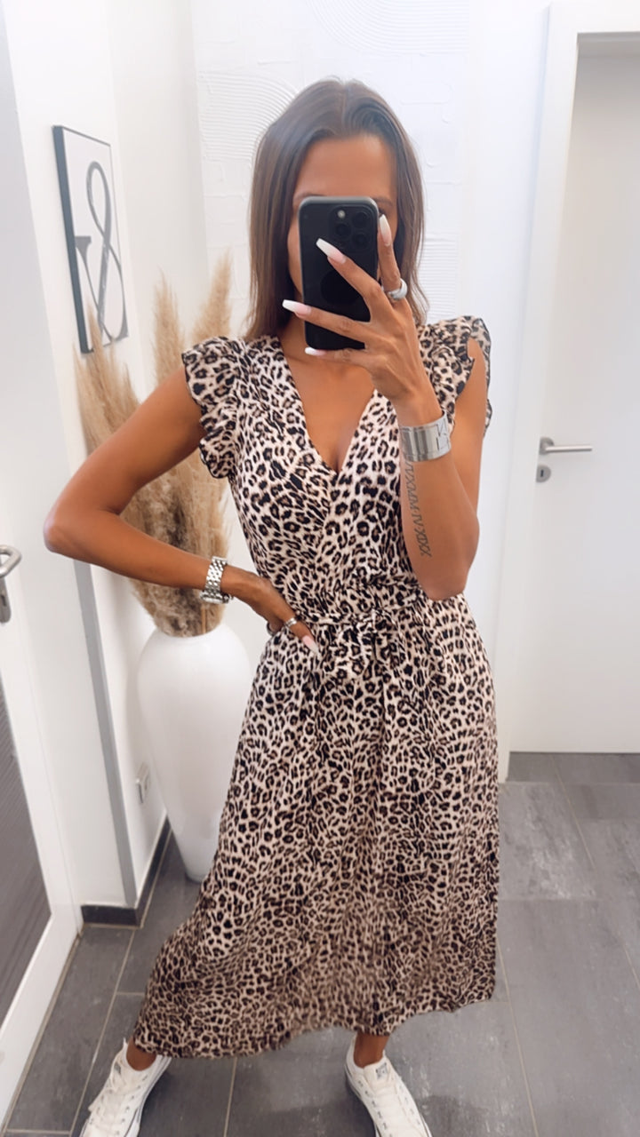 MAXI Leo Kleid / beige - braun - schwarz Art. 7087