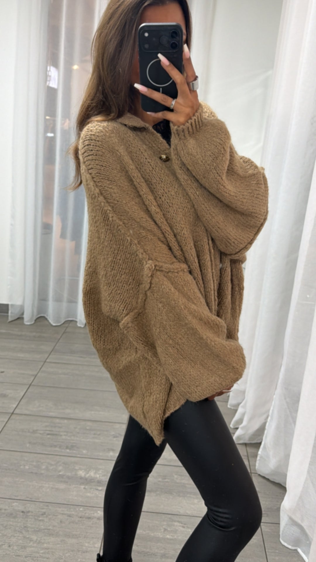 Kuschel Cardigan mit goldenen Knöpfen / Caramel  Art. 8538