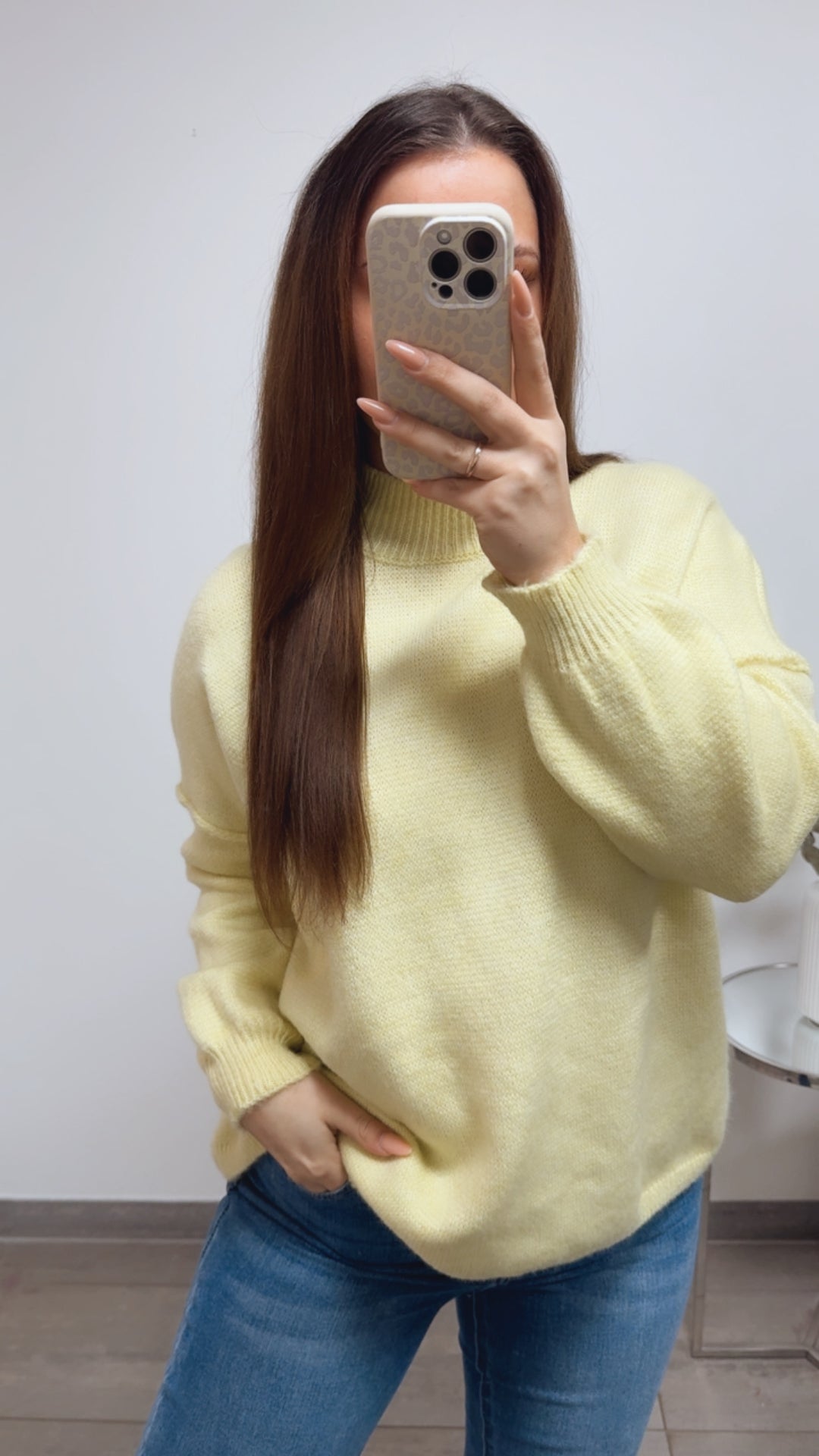 wollfreier Oversize Pullover / soft gelb Art. 13769