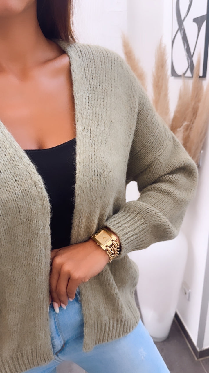 offener Strick Cardigan / khaki Art. 7068