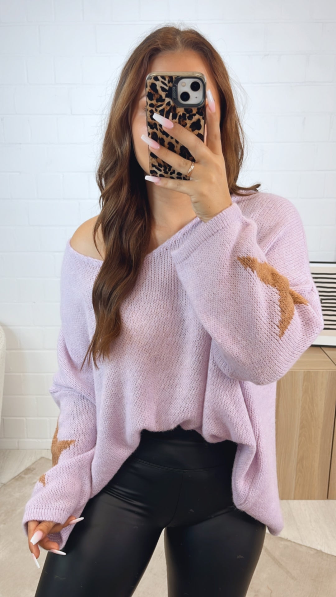 ultra oversize Strick Pullover " Take It Easy " / flieder - camel Art. 12331