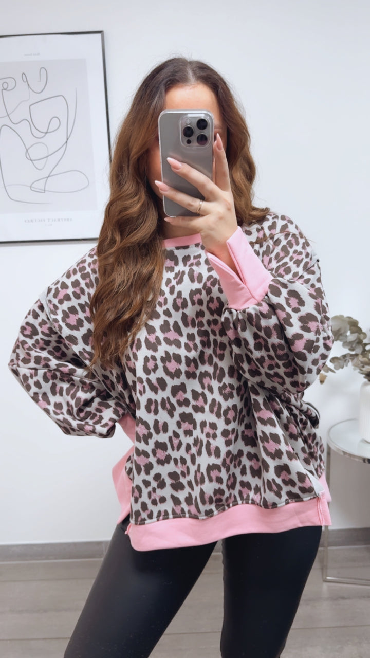 LEO used - Look Sweater / grau blau - soft pink - braun Art. 13147