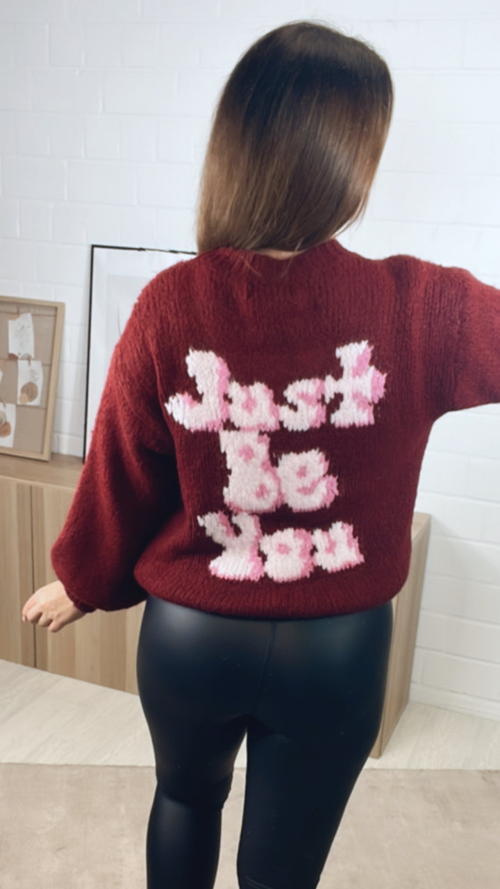 Strick Pullover " Just Be You " / bordeaux rot Art. 13008