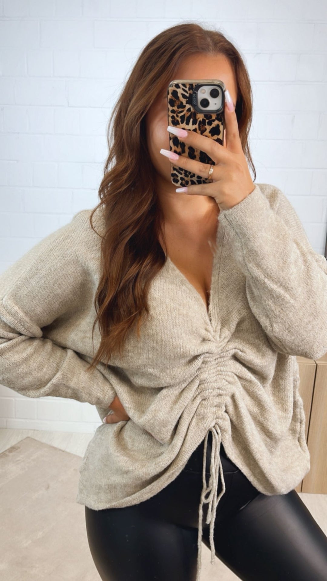 Pullover zum Raffen / beige Art. 12335