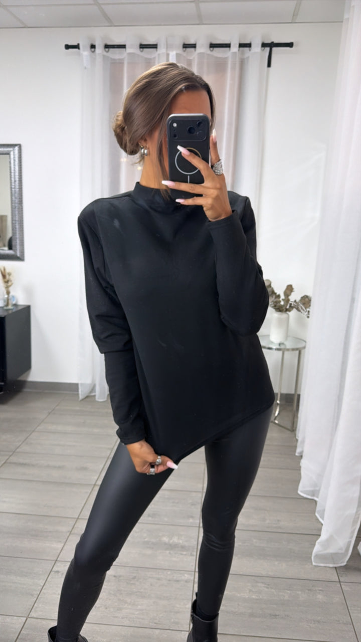 Softer Oversize Pullover mit leichtem Stehkragen / schwarz Art.163823