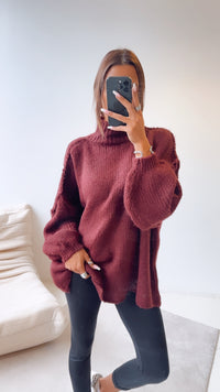 Ultra Oversize Kuschel - Pullover / Aubergine Art. 7732