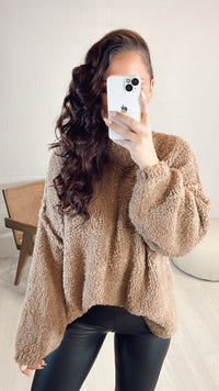 TEDDY Oversize Pullover mit hohem Ausschnitt / camel Art. 8125