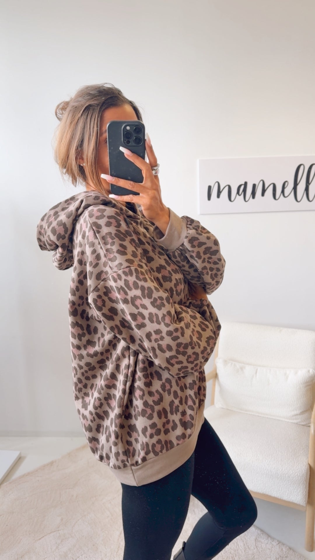 LEO Hoodie mit Kapuze / taupe - rosa - Braun Art. 12471