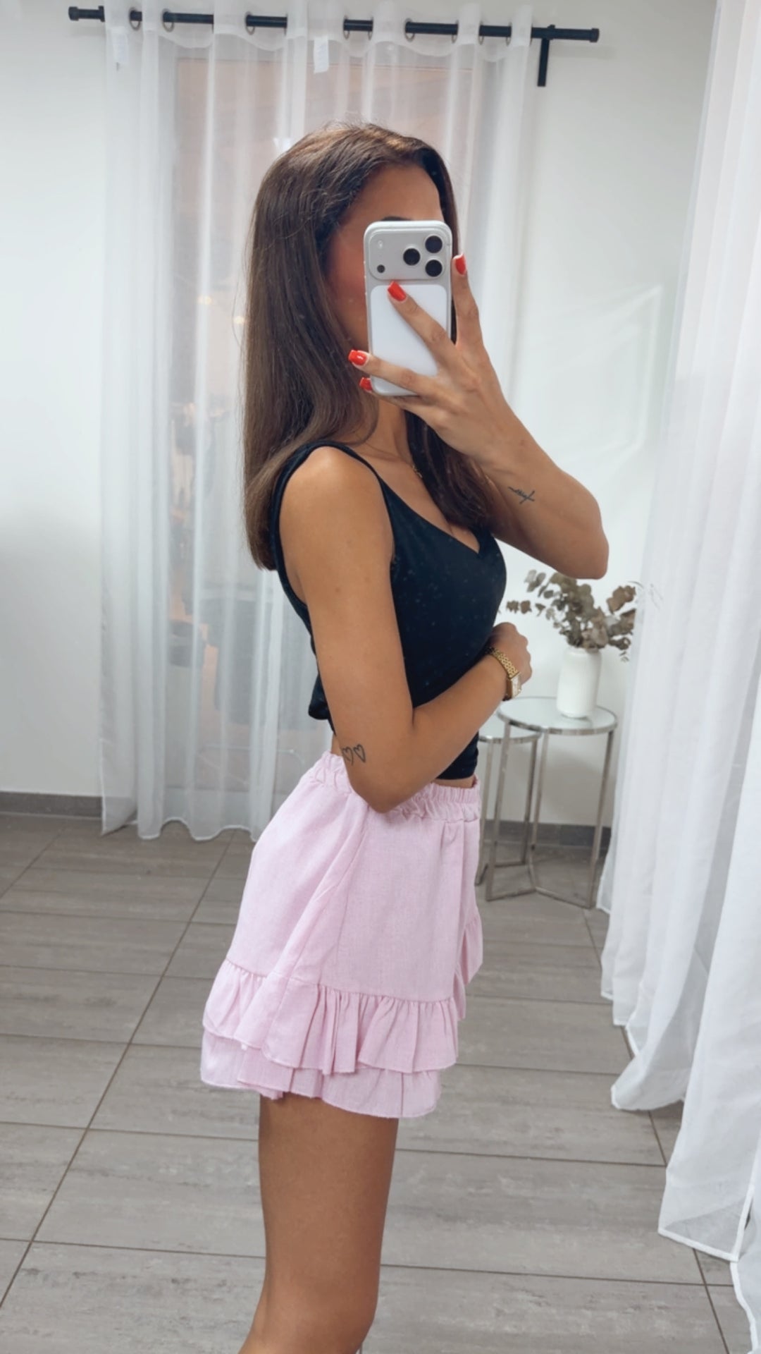 Volant Skort / Hosen Rock /soft pink Art. 15866