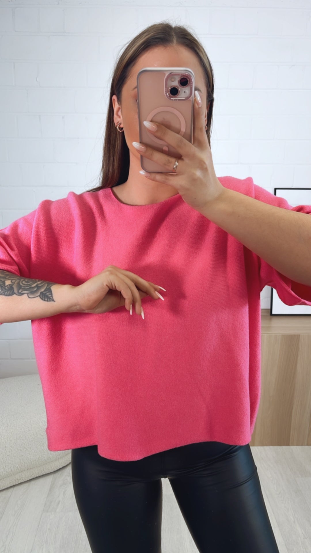 Leichtes Strick oversize T-shirt / pink Art. 9513