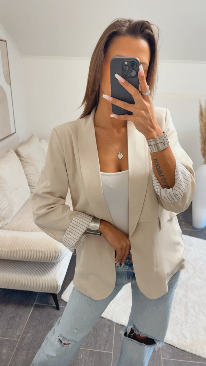 Blazer gestreiftes Innenfutter / beige Art. 14285