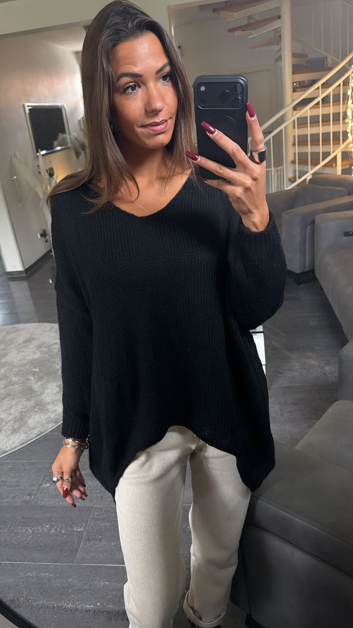 Lockerer Wollfreier Pullover / schwarz Art.16561