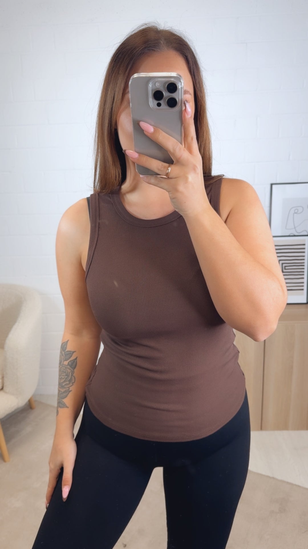 geripptes Tank Top / schoko braun Art. 12750