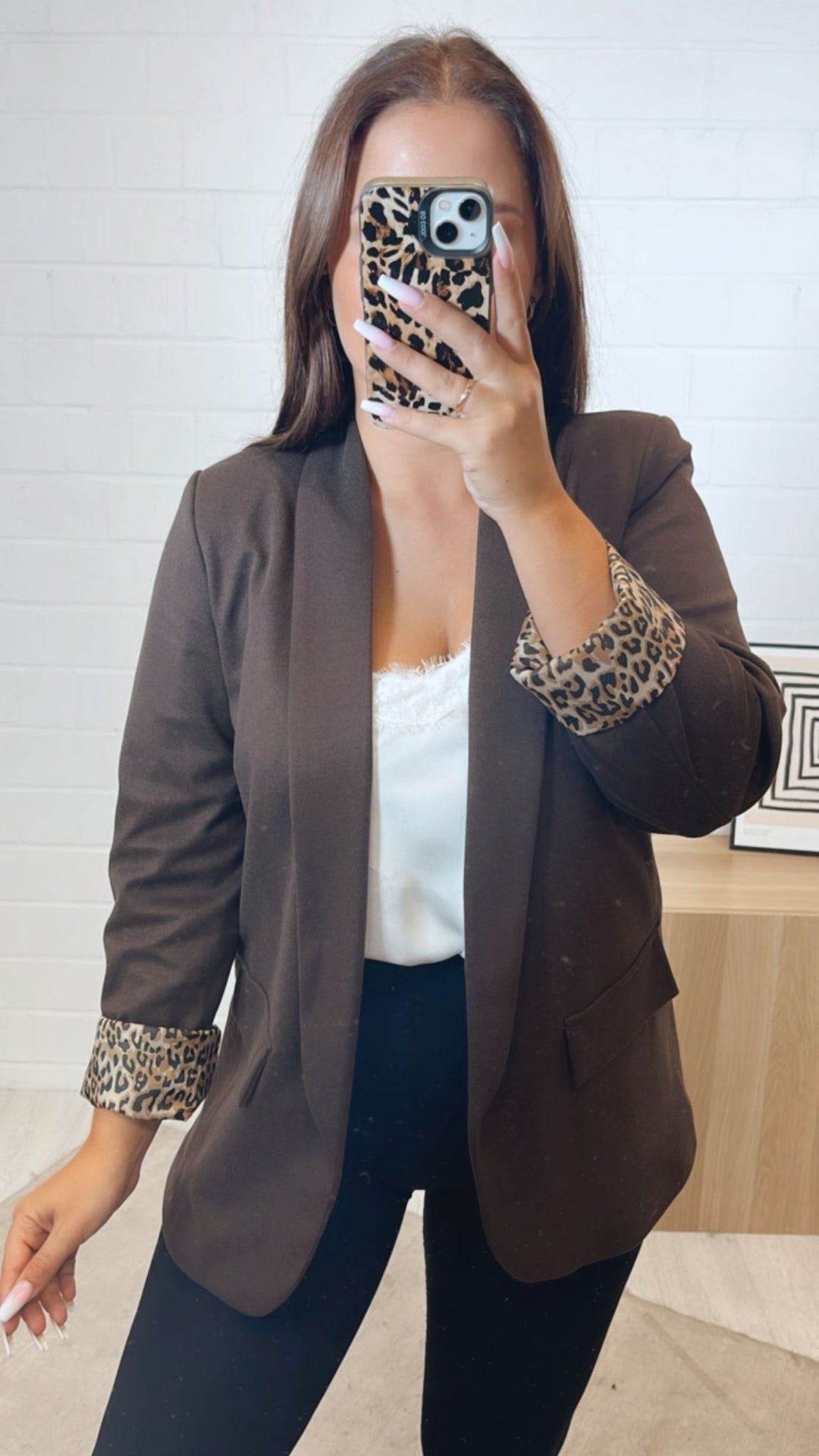 weicher Blazer mit Leo Akzenten / dunkel braun Art. 11250