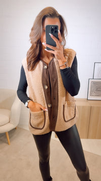 TEDDY Weste mit Cord Applikationen / camel - dunkel braun Art. 13092