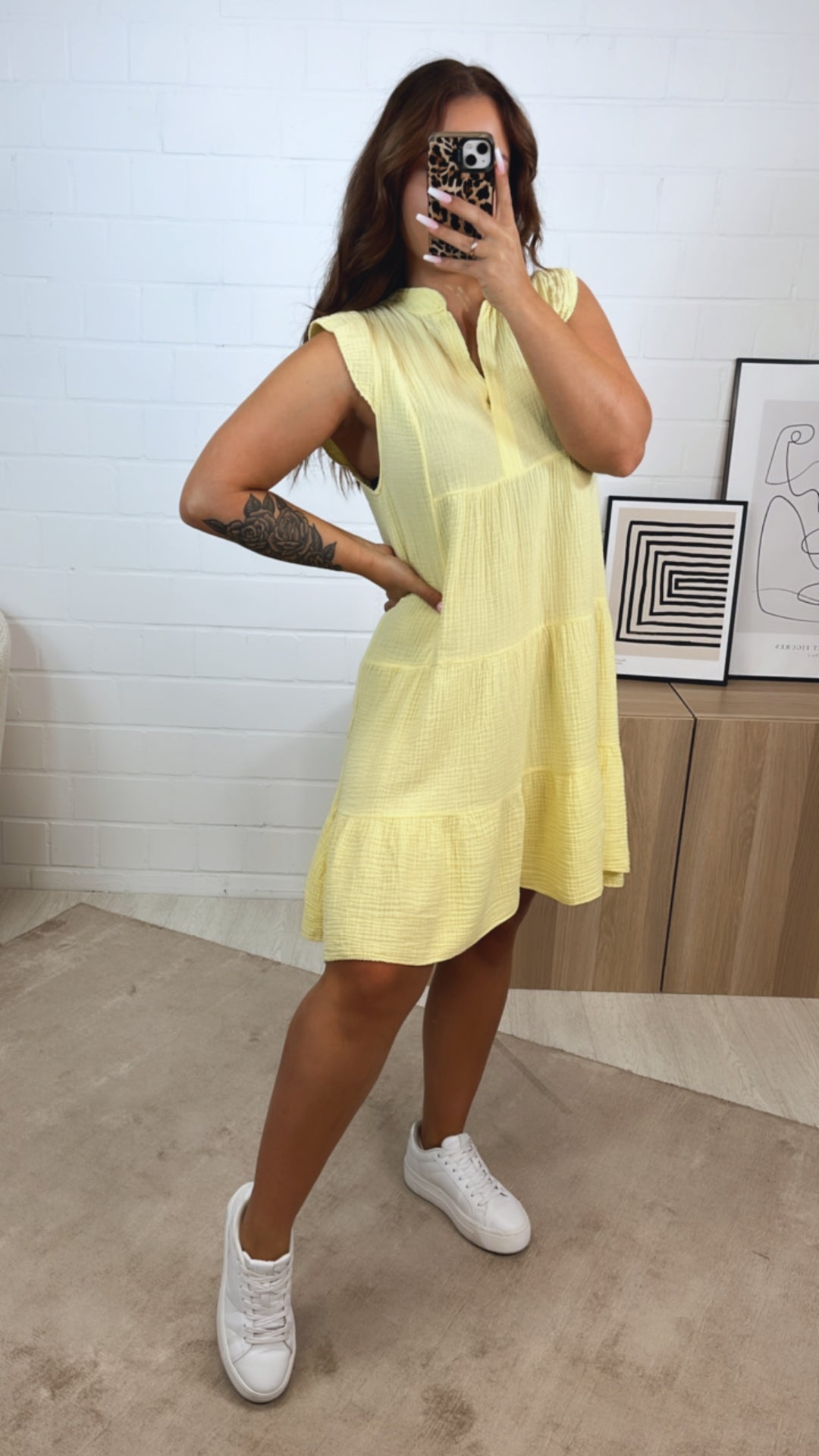 Musselin Hängerchen Kleid / soft gelb Art. 12309