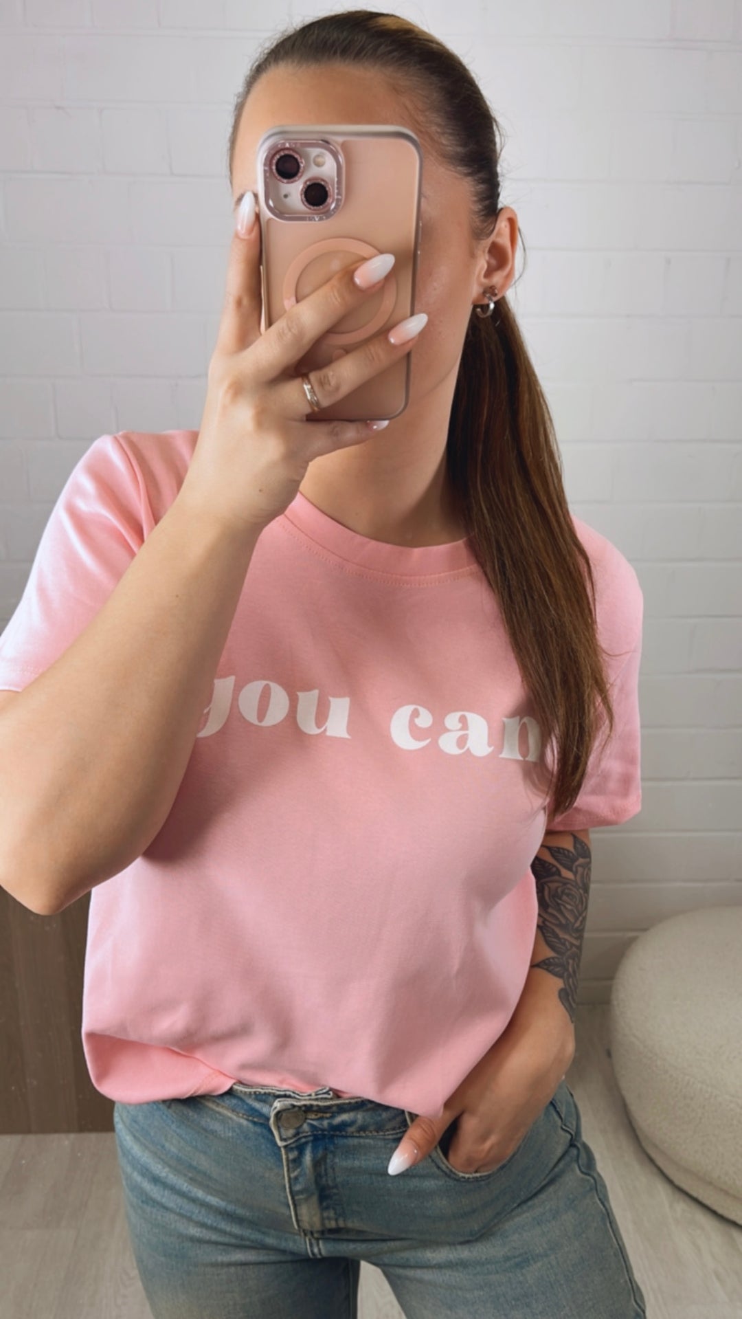 T-shirt " You Can " / soft pink Art. 9893