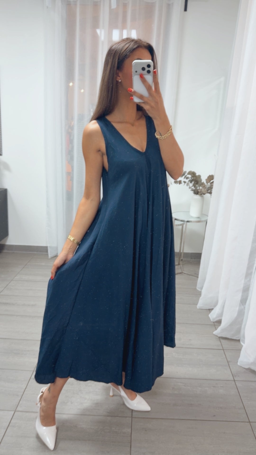 ultra weites Maxi Kleid in A-Linie / marine blau Art. 15972