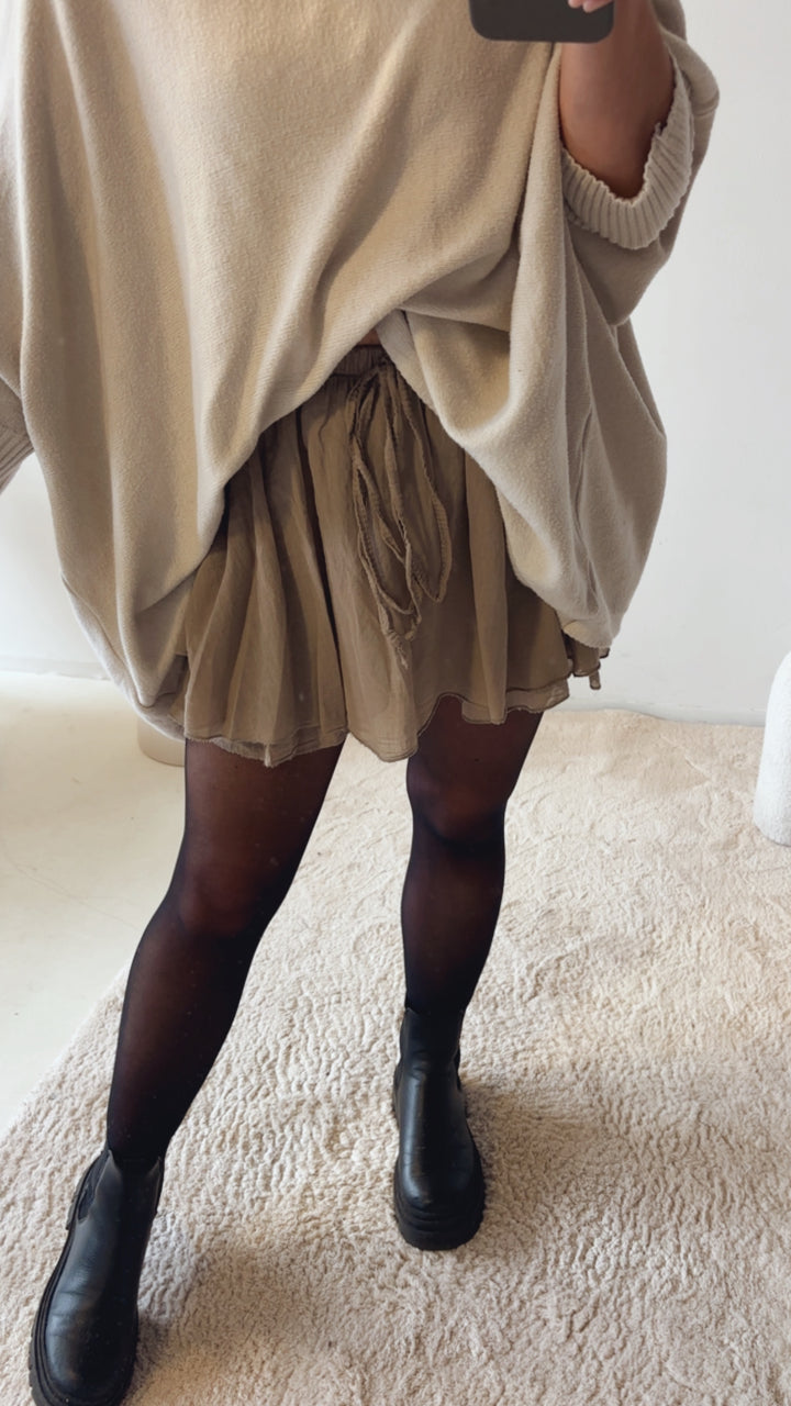 zeitloser, leichter Hosen Rock / taupe - dunkel beige Art. 13175