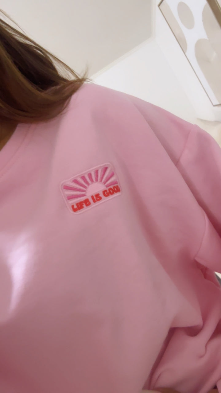 Sweater " Life is good " / rosa - soft pink Art. 13612