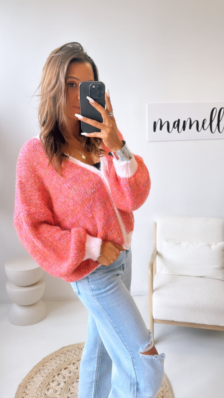 Farbmix Cardigan / orange - grün - pink - rosa Art. 10822