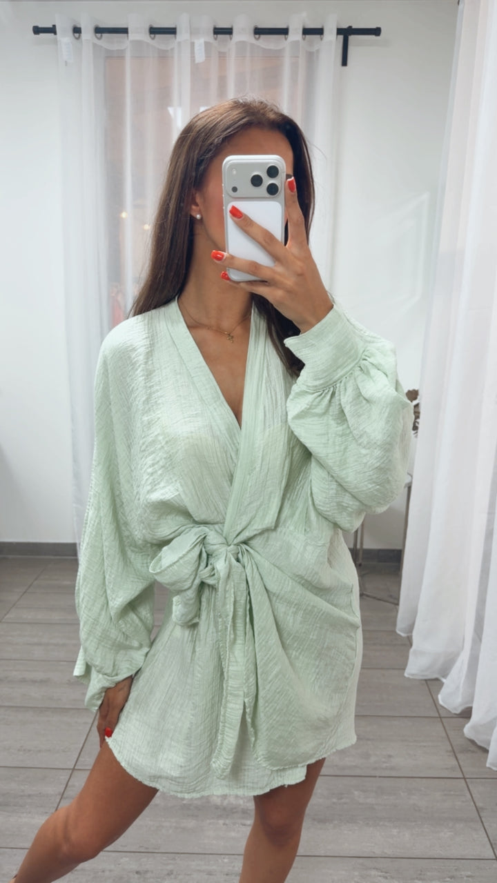 Lyocell Wickel Kleid / soft salbei Art. 15511