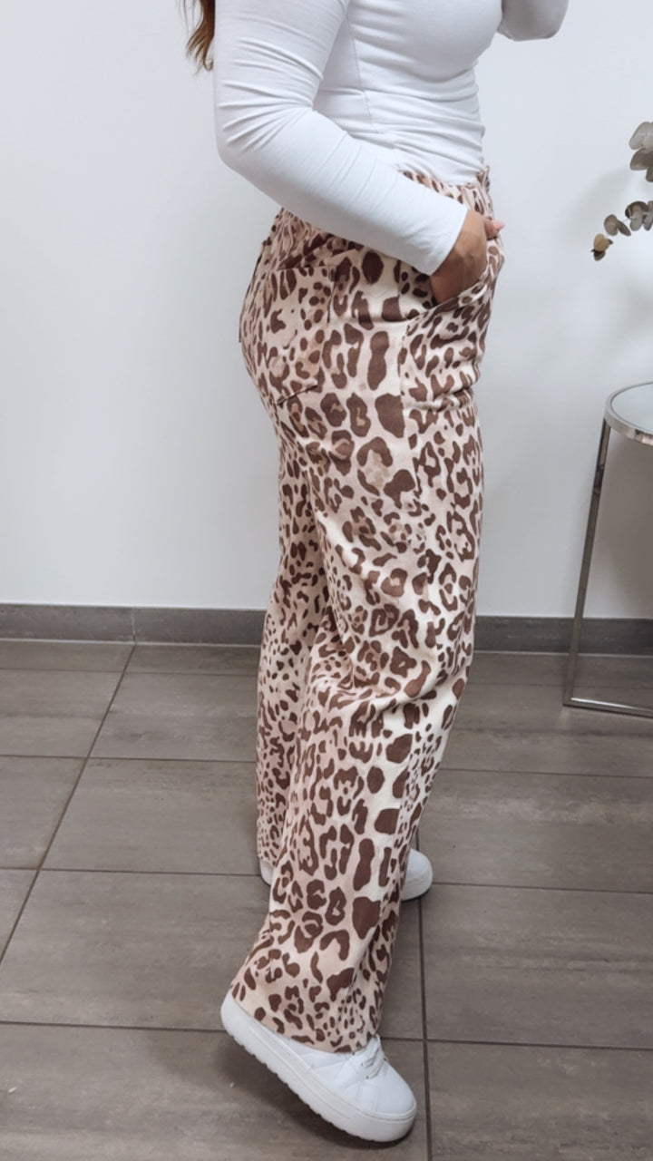 LEO elastische, gradlinige Jeans Hose / creme - braun Art. 13163