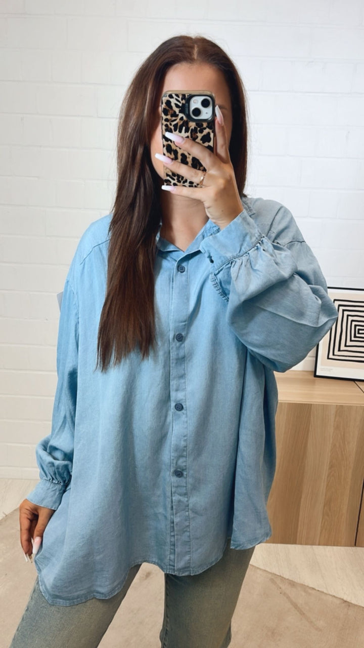 Oversize Bluse in Denim Optik HELL Art.12296