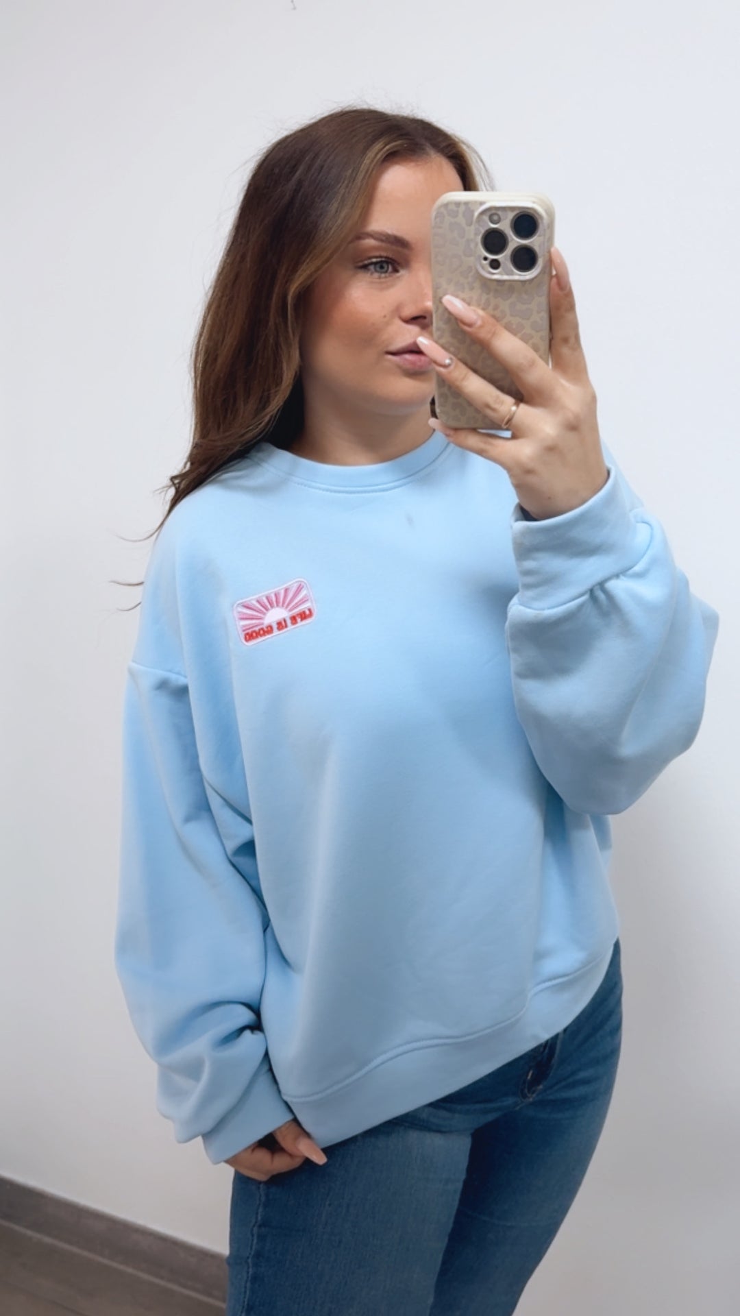 Sweater " Life is good " / hell blau Art. 14743