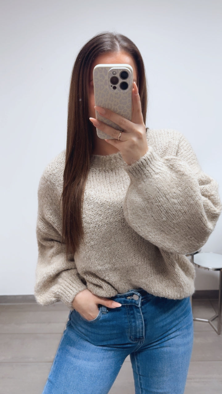 Kuschel Pullover " MOMMY " / beige - pink Art. 13744