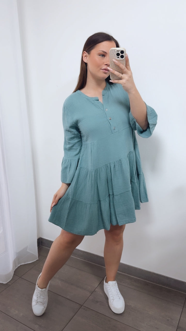 Musselin Kleid / Tunika / light petrol Art. 14464