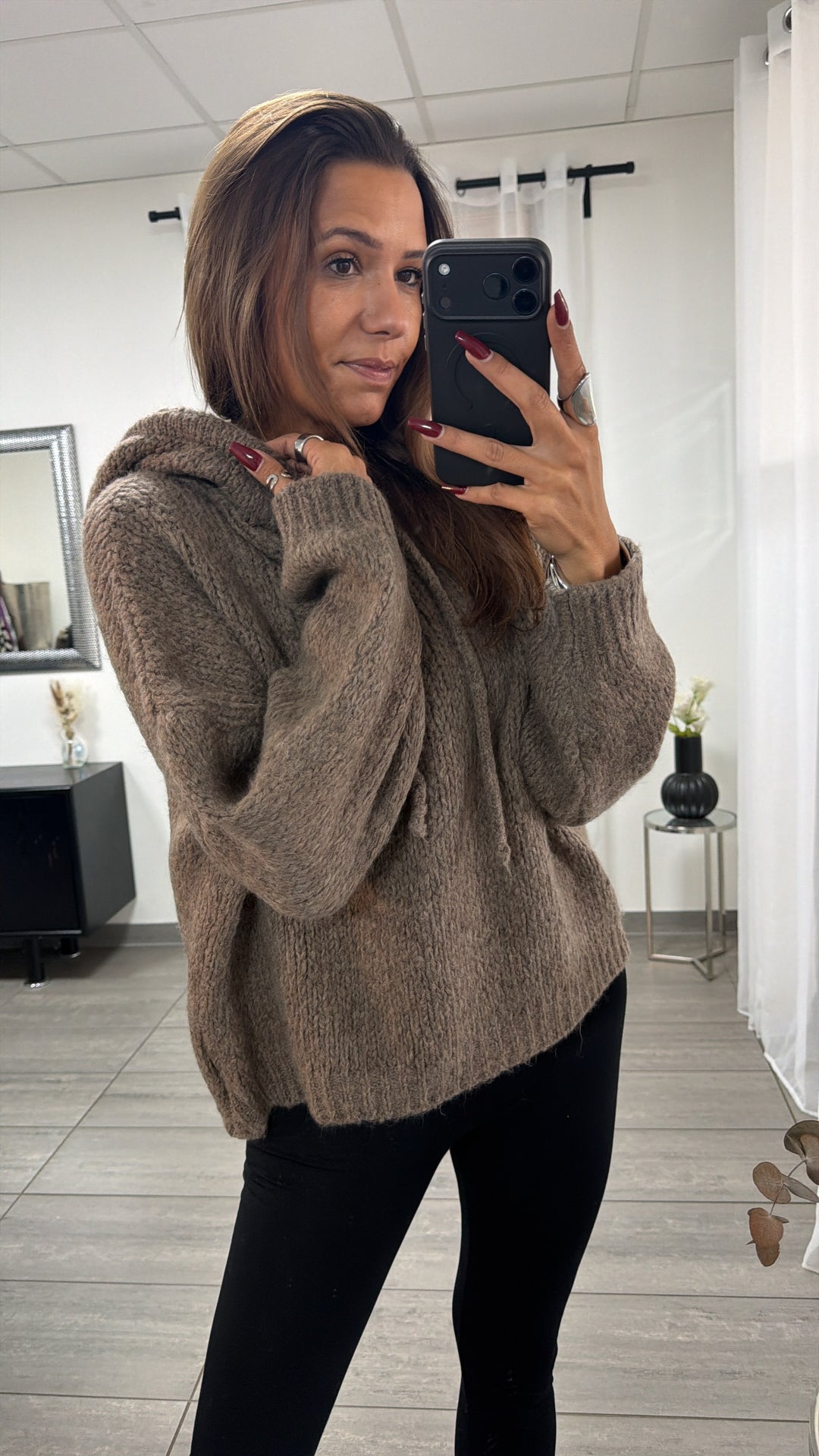 KAPUZEN Oversize Strick Pullover / braun meliert Art. 16701