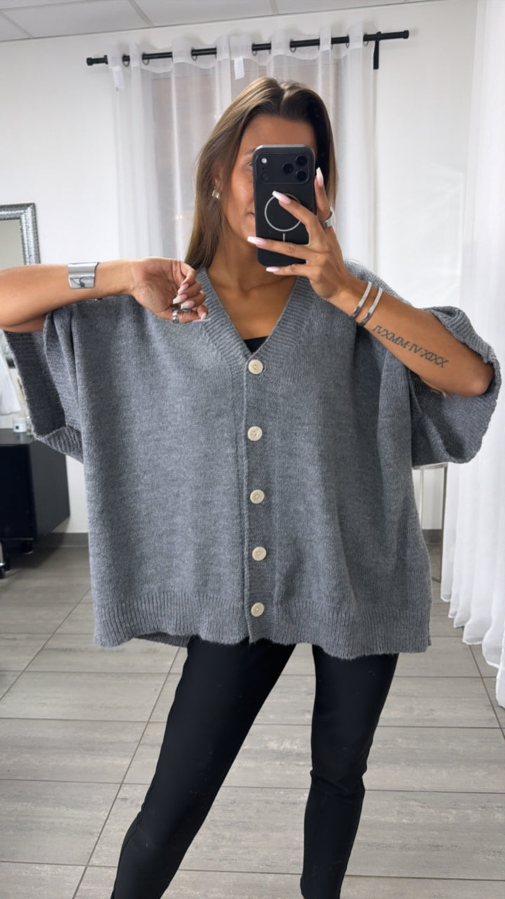 Ärmelloser Oversize Cardigan / grau Art.16359
