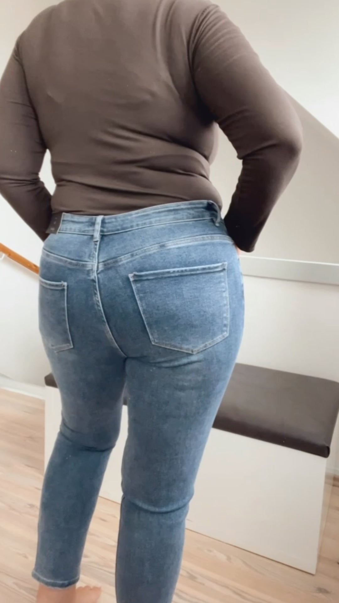 simple high - waist Jeans Hose " T8768-1 " / dunkles blau Art. 12639