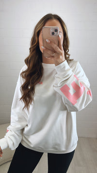 Pullover " all damn day " / weiss - soft pink Art. 9984