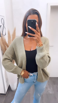 offener Strick Cardigan / khaki Art. 7068