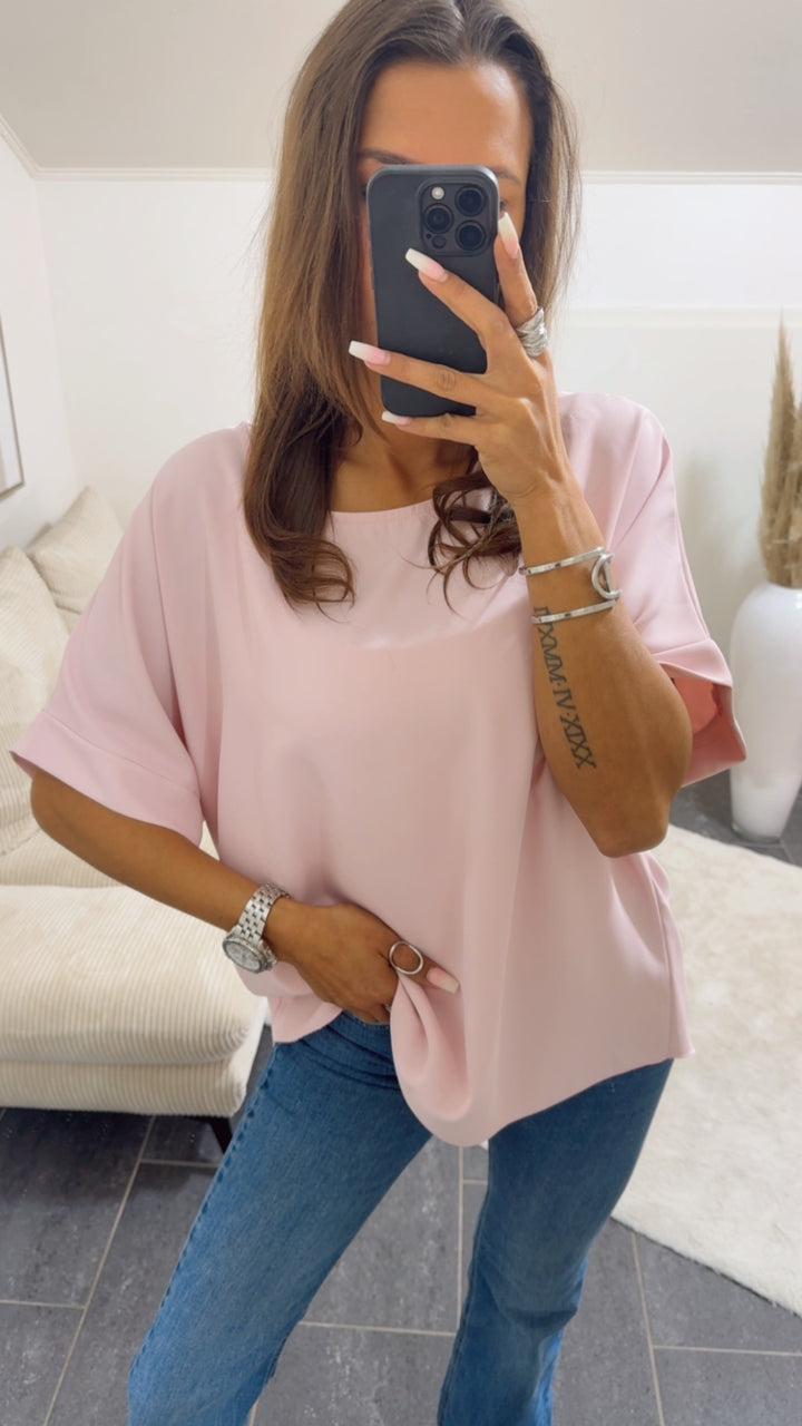 Locker geschnittene oversize Bluse / zart rosa Art.14794