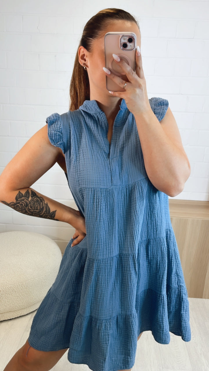 Musselin Hängerchen Kleid / denim blau Art. 9764