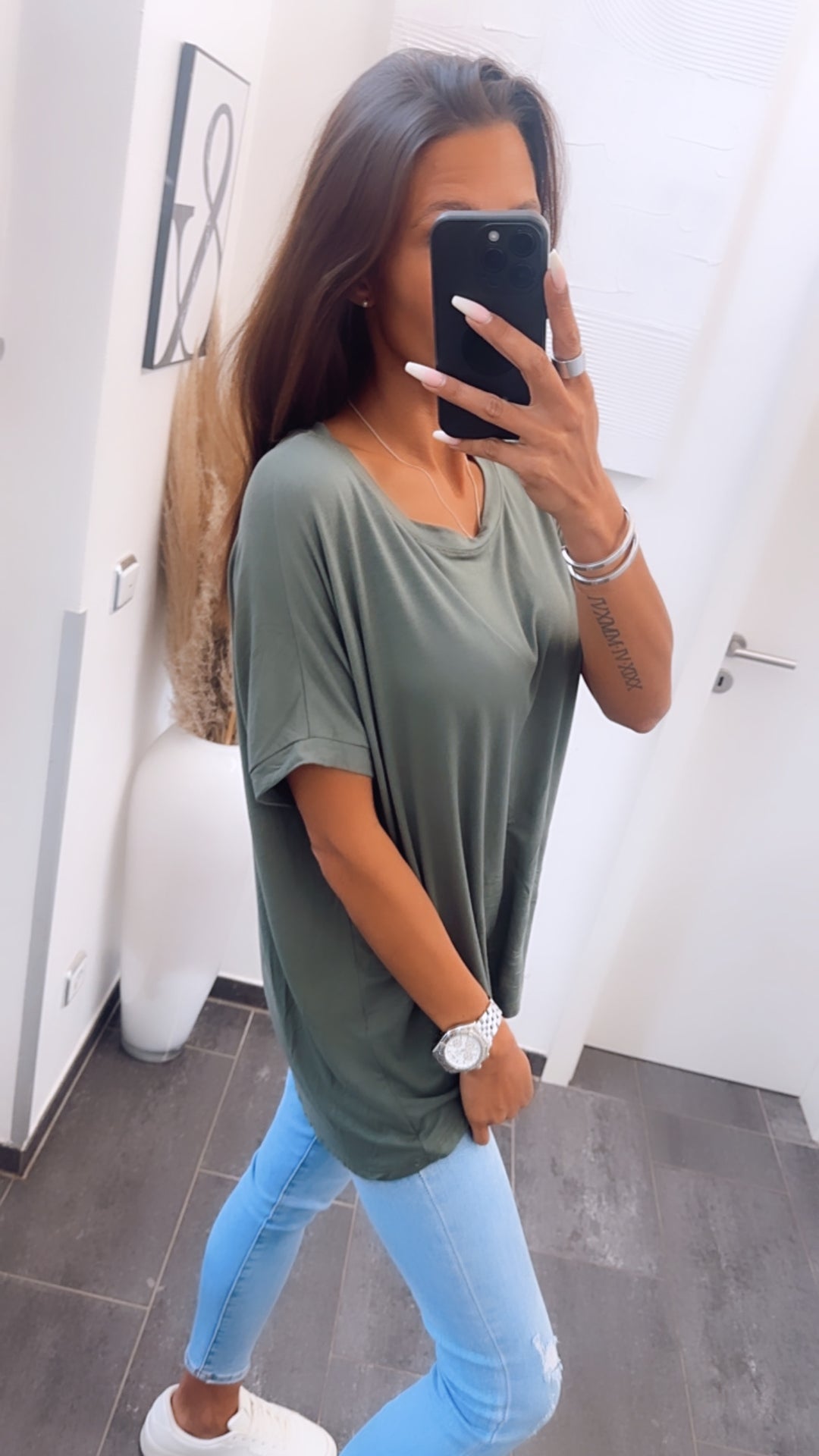Vokuhila Long Shirt/ khaki Art. 1500