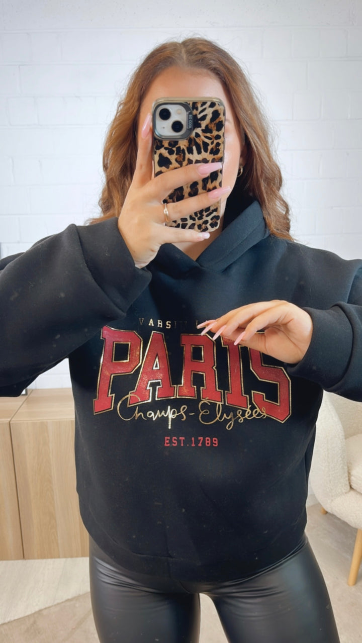 Kapuzen Hoodie " Paris " / schwarz Art. 12486
