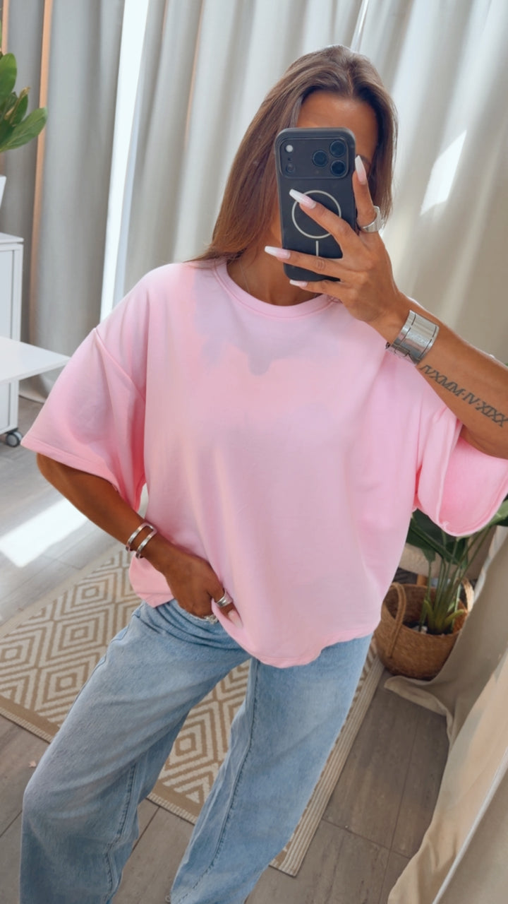 oversize kurzarm Sweater " Beach " / soft pink Art. 15271