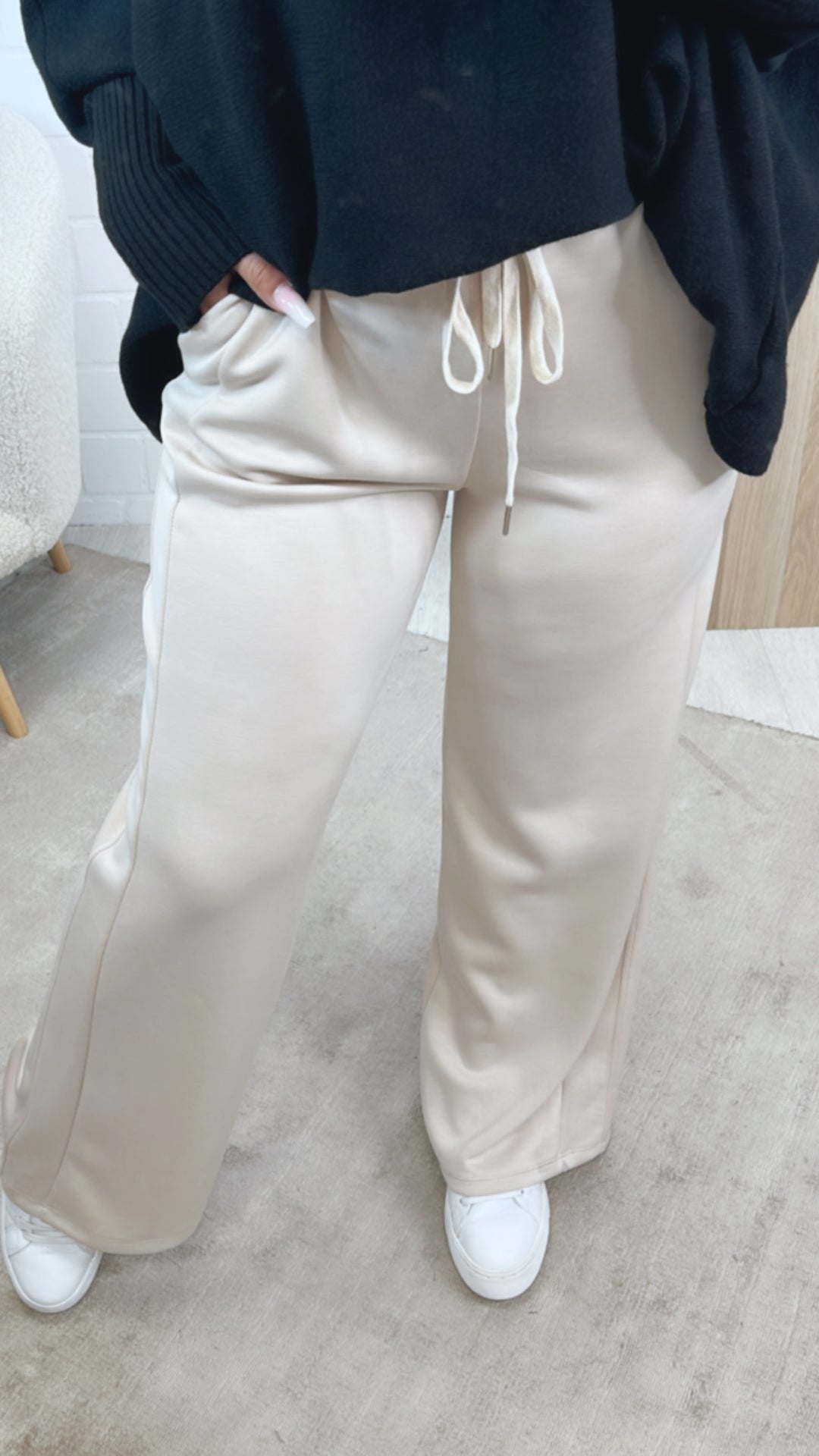 weiche Hose mit Tunnelzug / creme beige Art. 12437