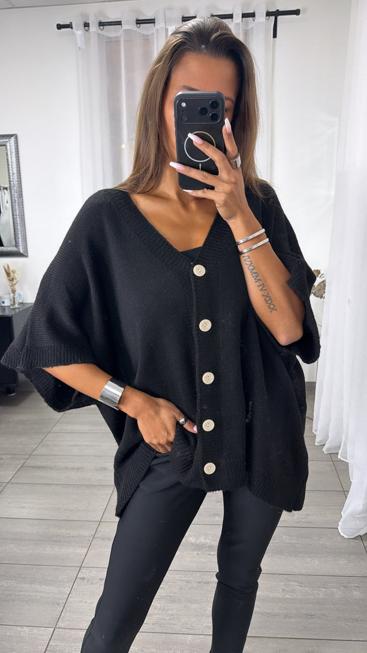 Ärmelloser Oversize Cardigan / schwarz Art.16360